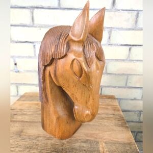Vintage Hand Carved Horse Bust